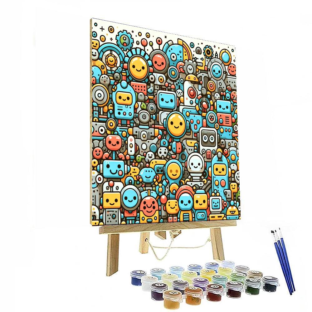 The Playful Robot Adventure DIY Paint By Numbers