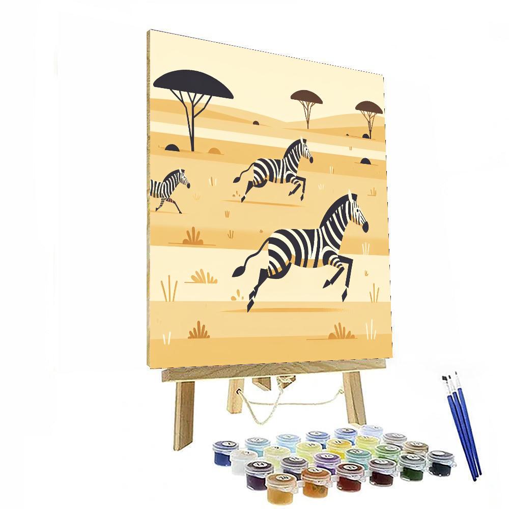 Artistic Zebra Gallop Number Painting