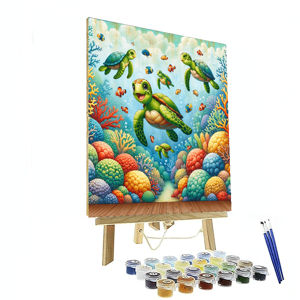 Fanciful Sea Turtles DIY Paint By Numbers