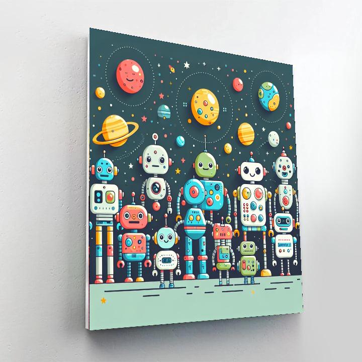 Space Robot Crew DIY Paint By Numbers