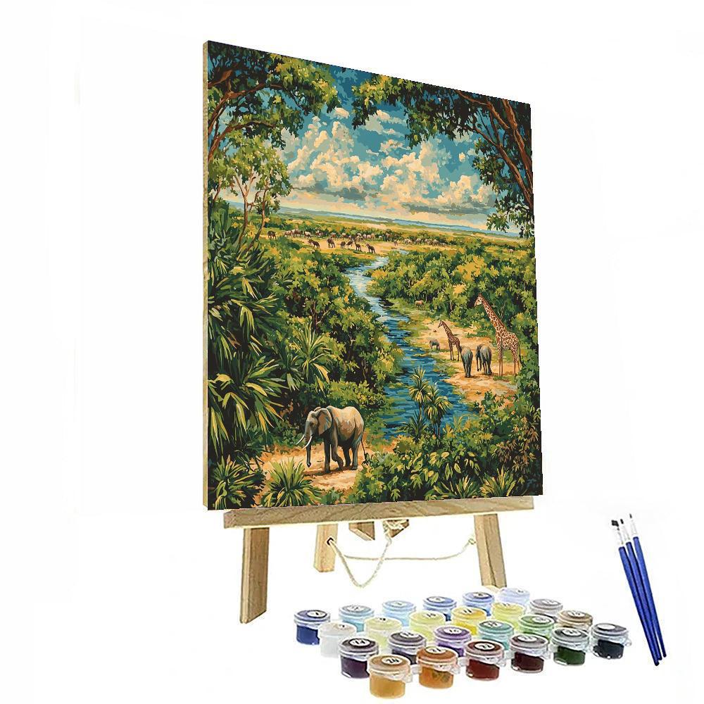 Henri Rousseau Inspired Aerial Wildlife Adventure  Paint By Number