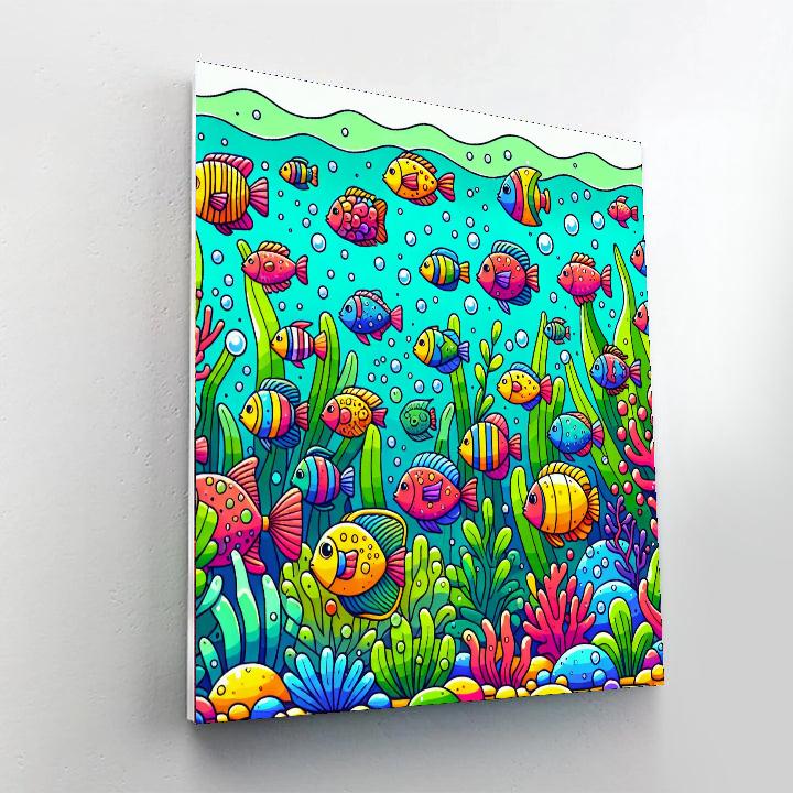 Bubbly Fish School Numbered Painting Kits