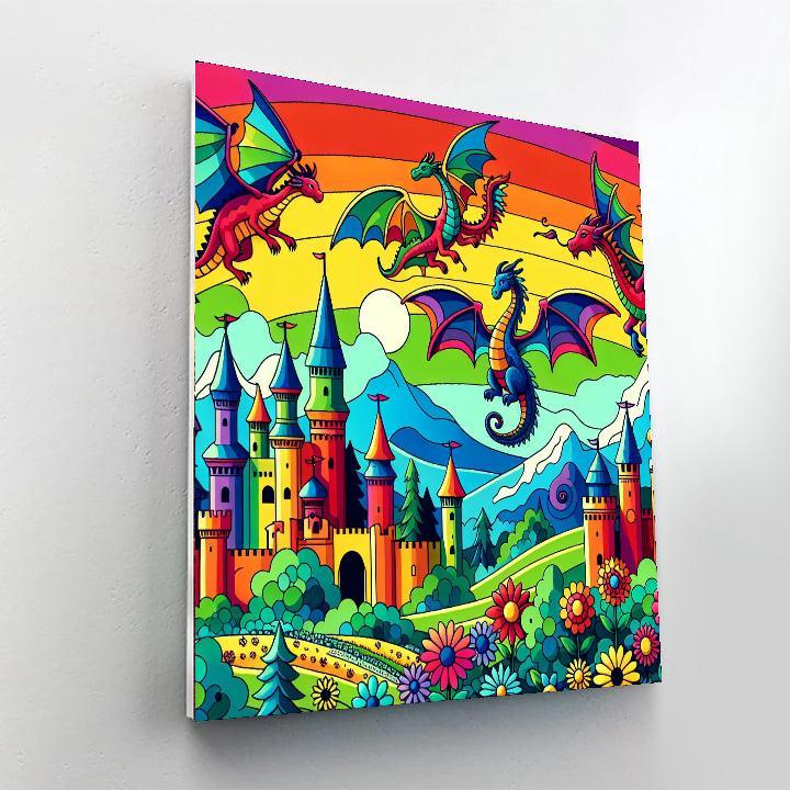 Rainbow Dragon Kingdom Paint By Numbers Art