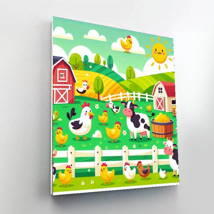 Farmyard Fun With Animals Paint By Numbers Art