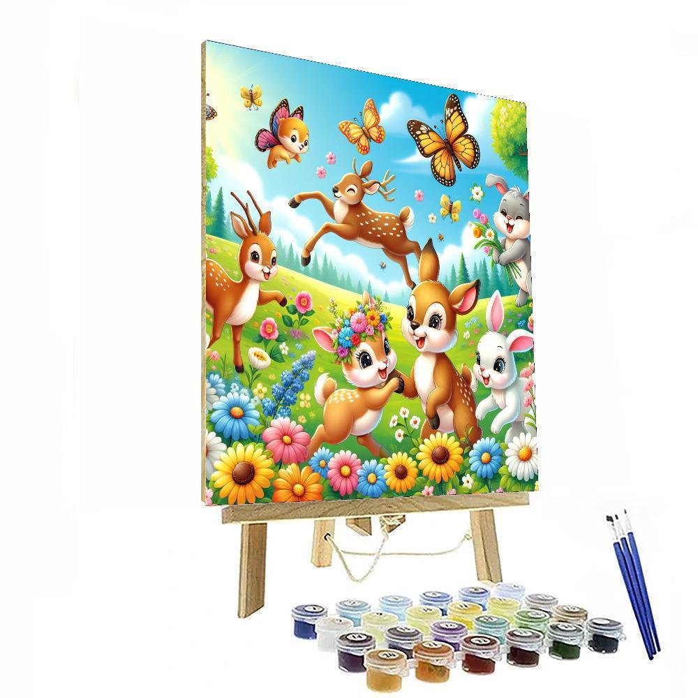 Dancing Animals In The Meadow Painting Number Kit
