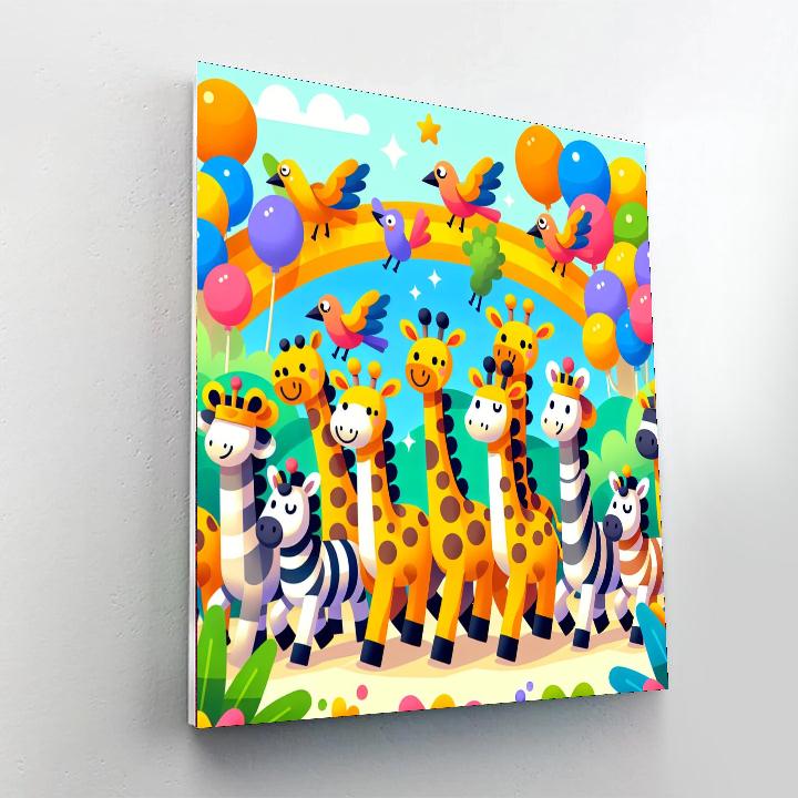 Giraffe And Friends Parade Paint By Numbers