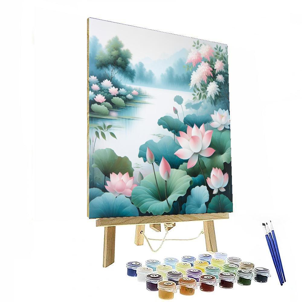 Serene Lotus Retreat Painting By Numbers Kit