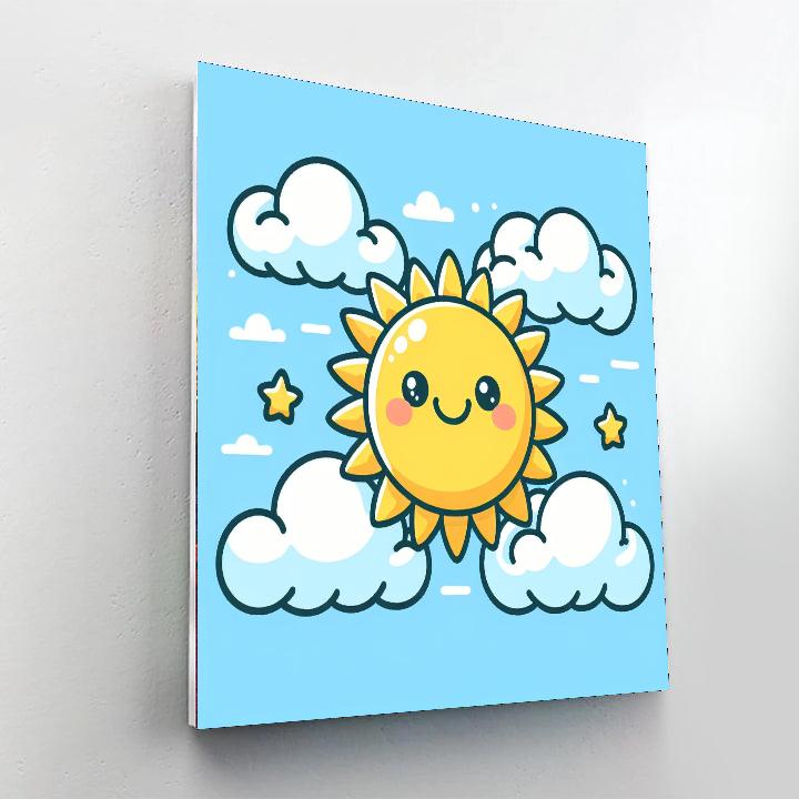 Bright Sunshine And Clouds DIY Paint By Numbers