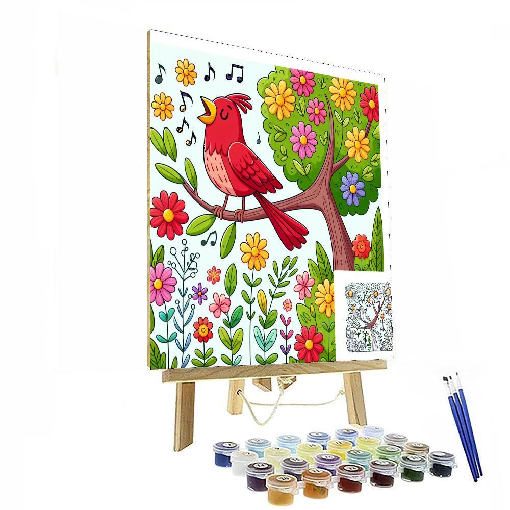 Cheerful Cardinal's Song Painting Number Kit