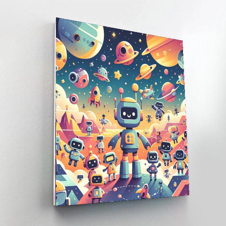 Space Robot Journey DIY Paint By Numbers