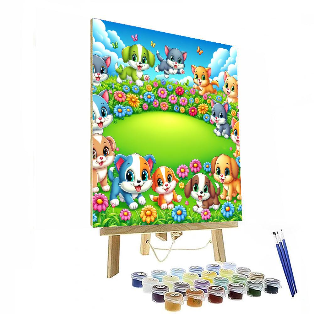 Adorable Kittens And Puppies Paint By Numbers Art