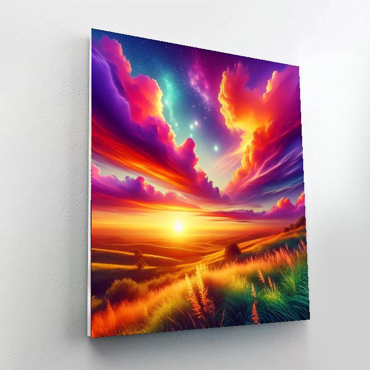 Enchanting Sunset Over Hills Paint By Numbers Art