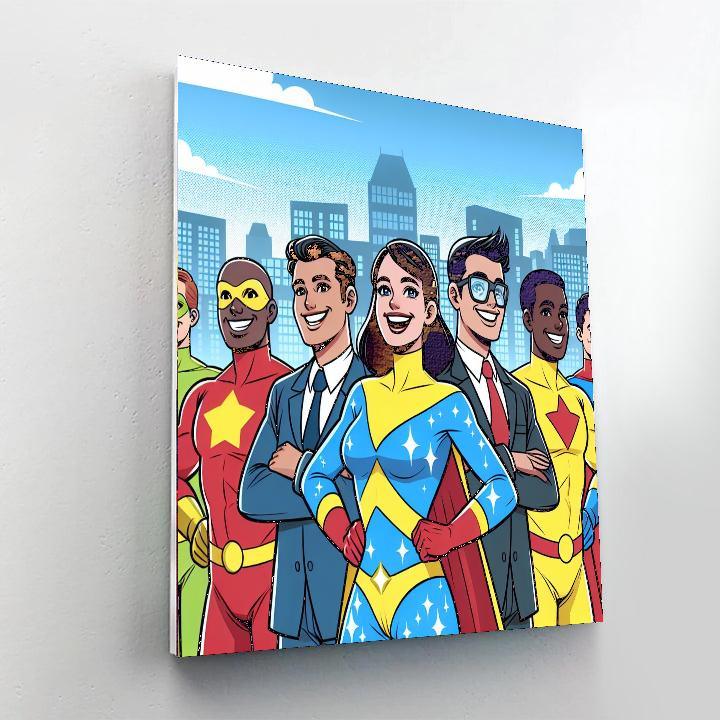 Dashing Superheroes Paint By Numbers