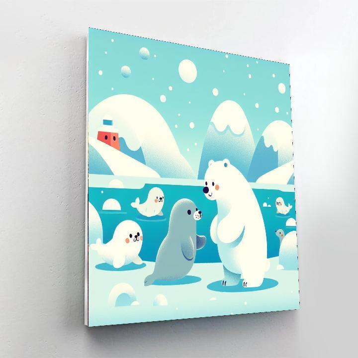 Fluffy Arctic Adventure Paint By Numbers Art