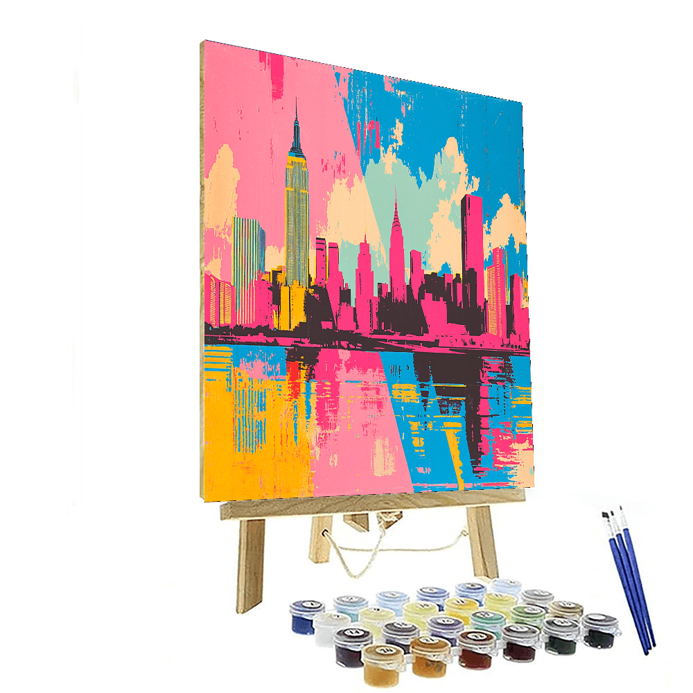 Andy Warhol Inspired Retro City Skyline  Paint By Color