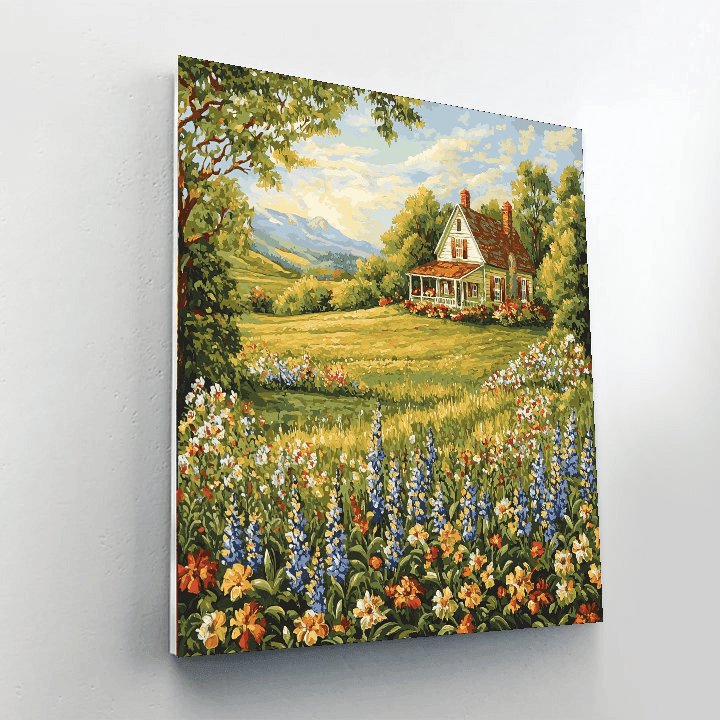 Grant Wood Inspired Charming Farmstead  Paint By Numbers Art