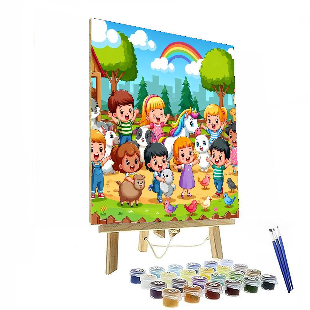 Cheerful Petting Zoo Numbered Painting Kits