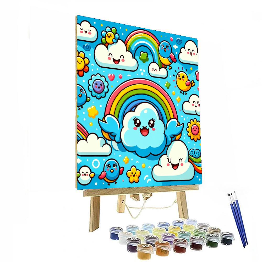 Whimsical Adventures In The Clouds Number Painting