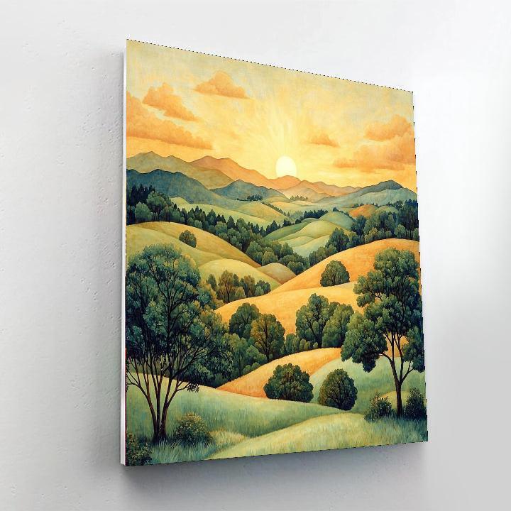 Hiroshige Inspired Mystic Sunrise Over The Hills  Painting Number Kit
