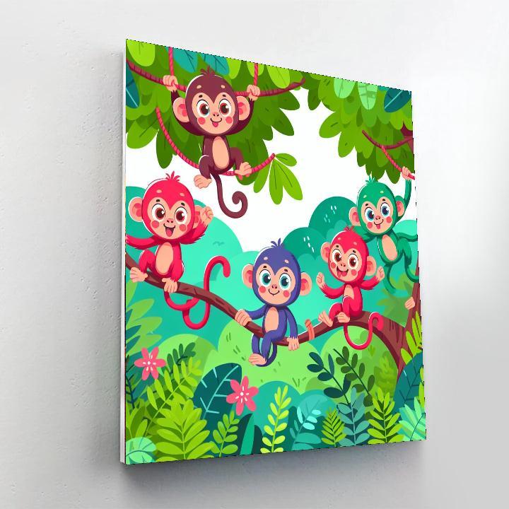 Adventurous Monkeys Number Painting