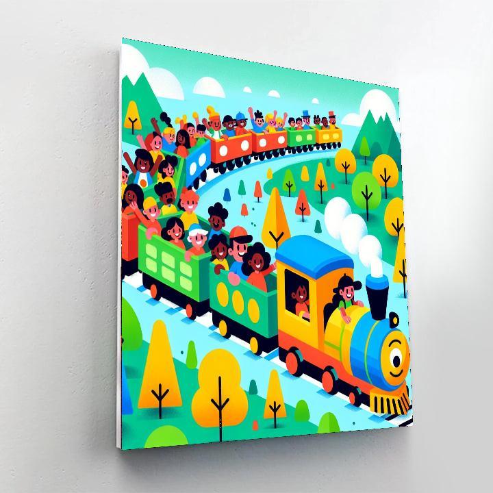Lively Train Adventure Paint By Numbers Art