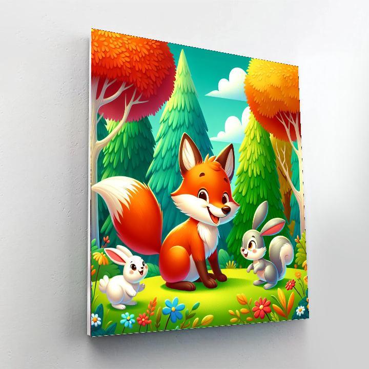 Adventurous Fox And Friends Paint By Numbers Art