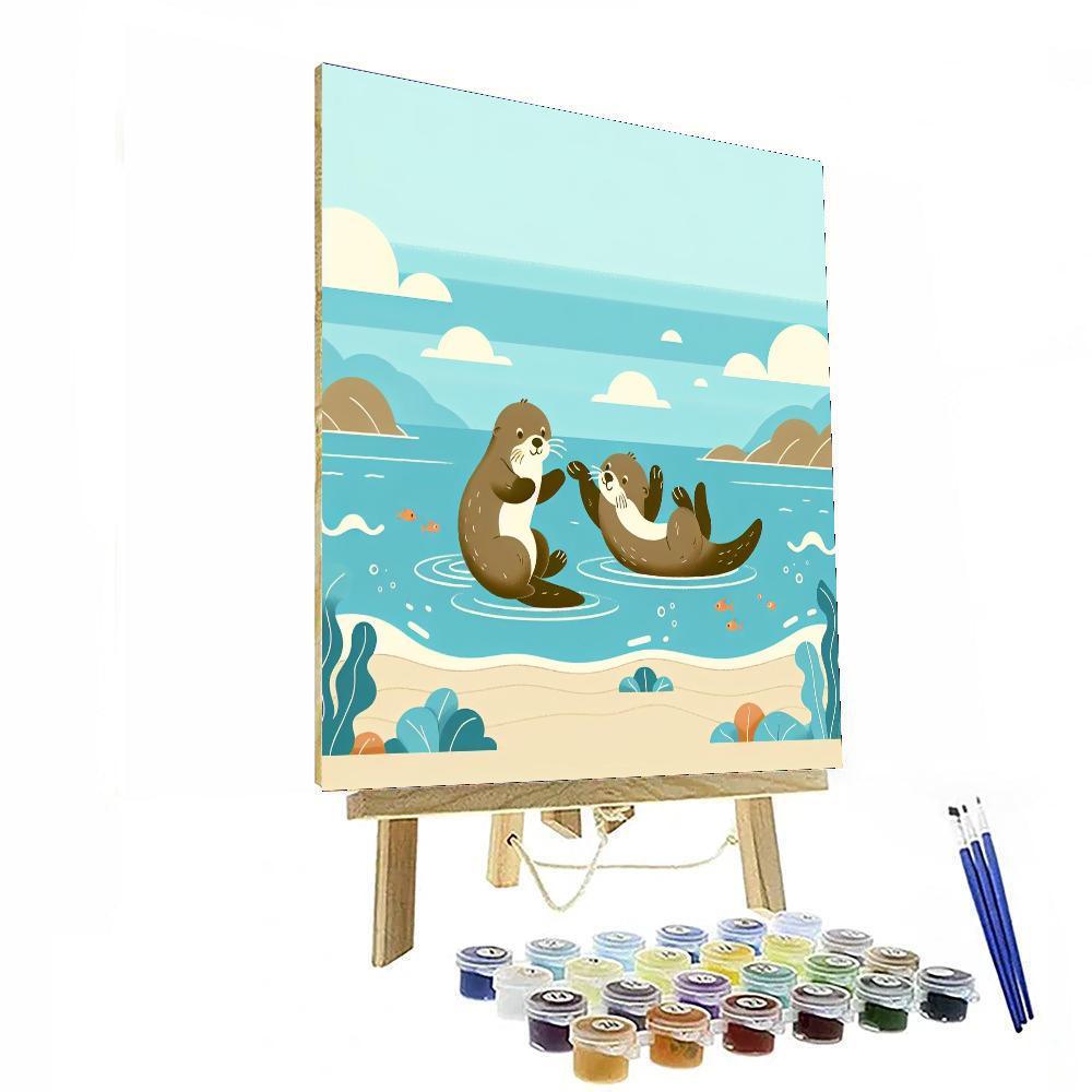 Silly Sea Otter Frolic Paint By Numbers Kits