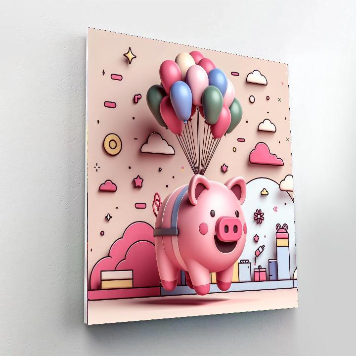 Silly Balloon Pig DIY Paint By Numbers