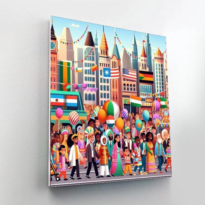 Vibrant City Parade Number Painting