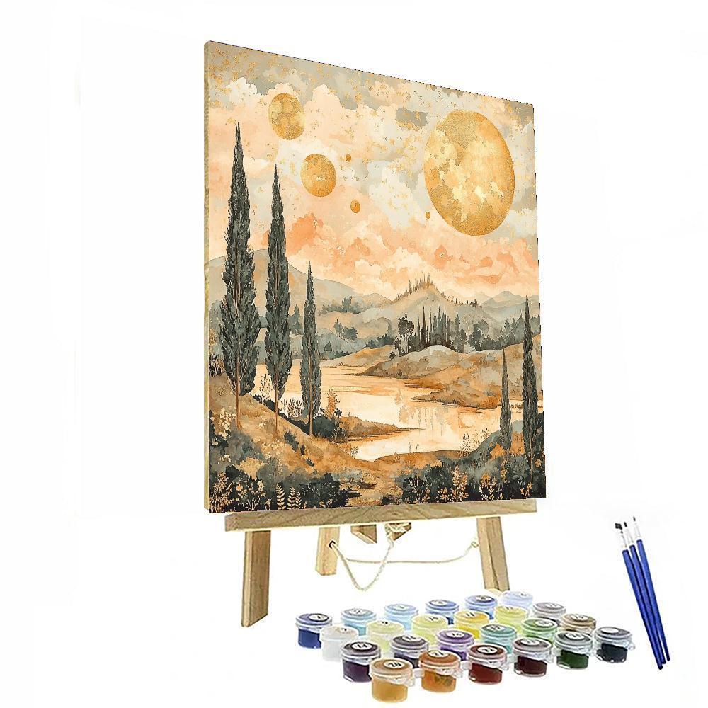 Gustav Klimt Inspired Aurora's Embrace  Paint By Numbers Kits