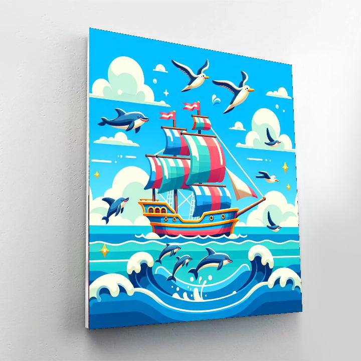 Sailing With Sea Friends Painting By Numbers Kit