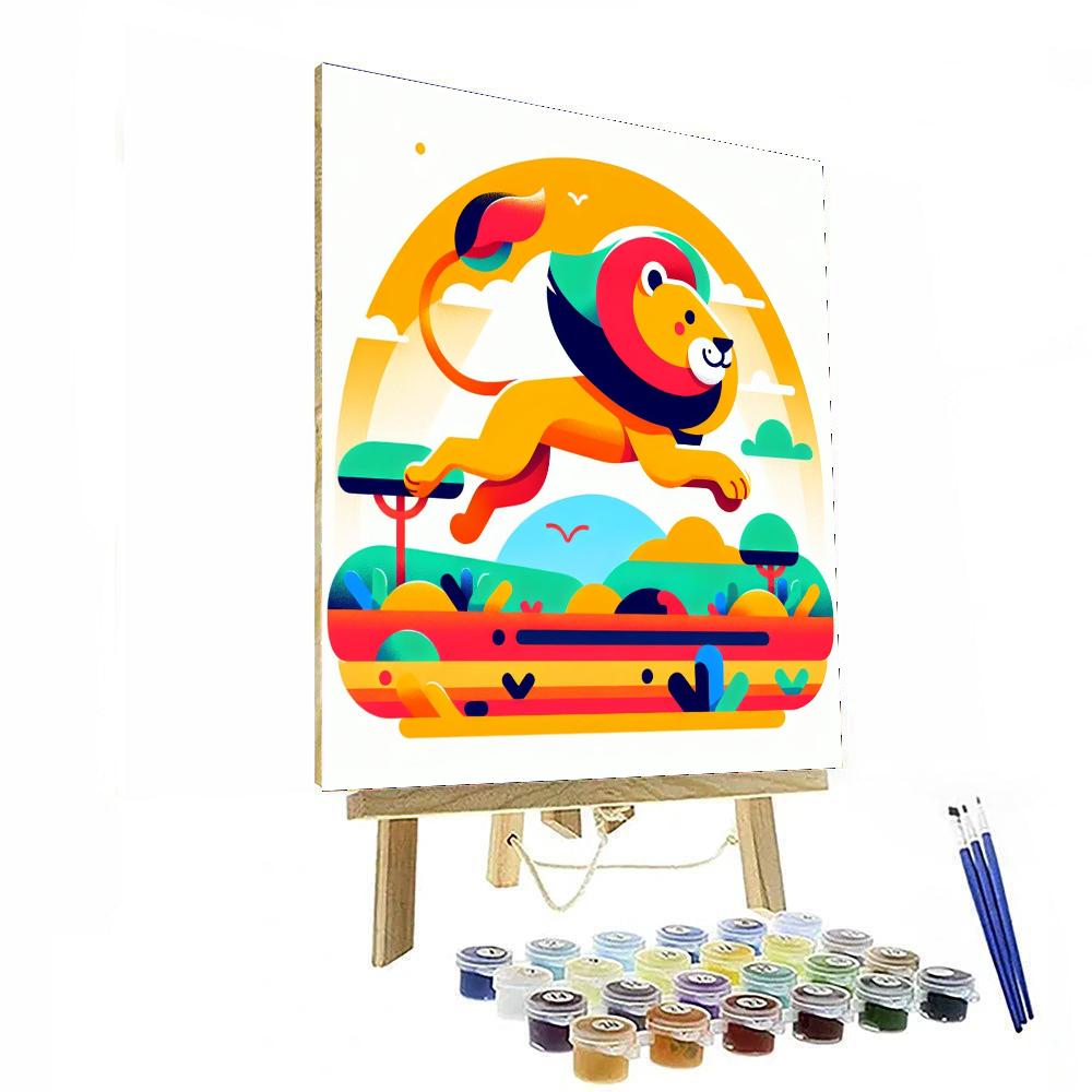 Lively Lion’s Leap Paint By Numbers
