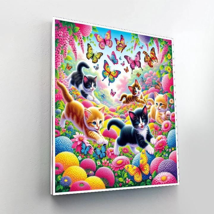 Frolicking Kittens In A Garden Paint By Numbers