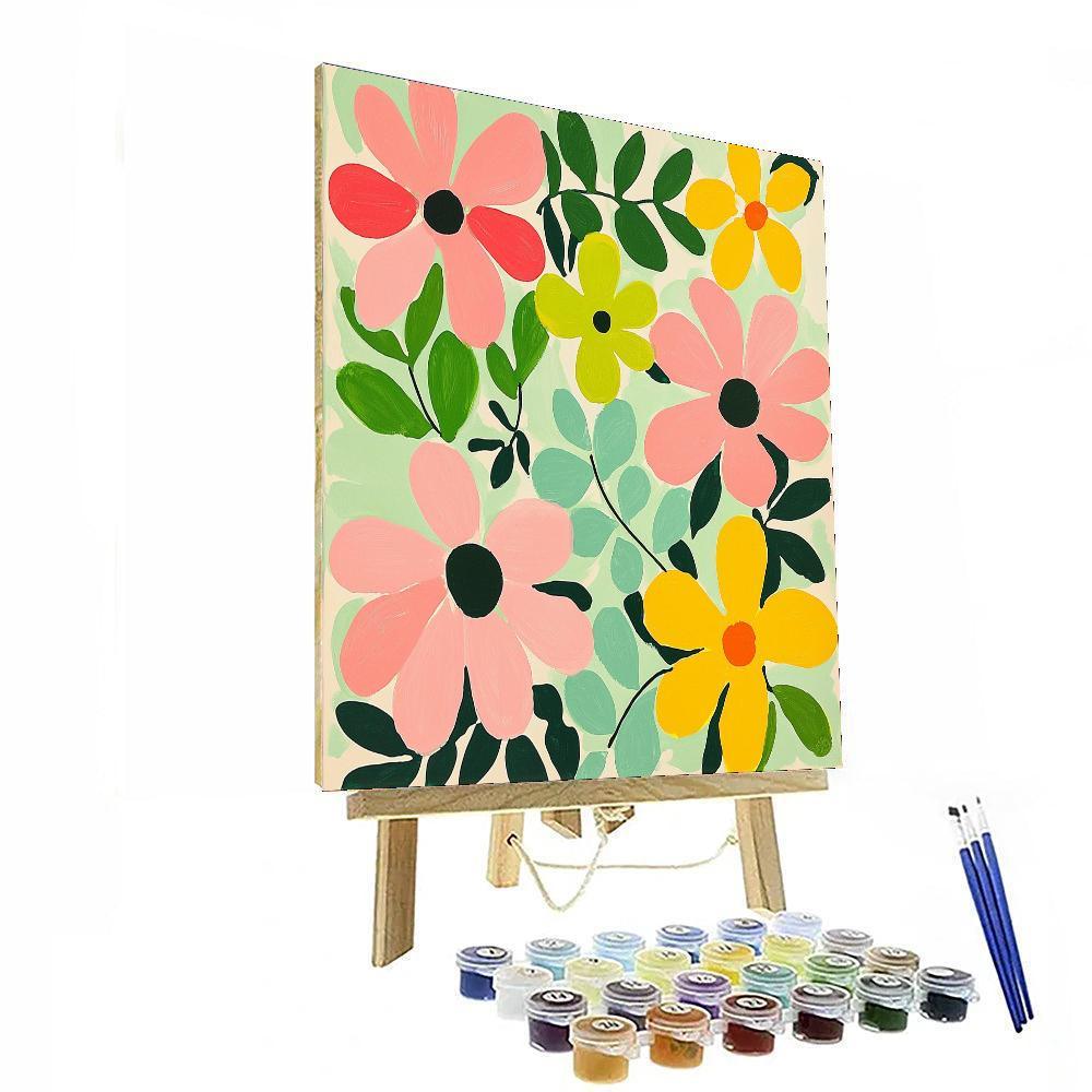 Henri Matisse Inspired Floral Whimsy In Pastels  Numbered Painting Kits