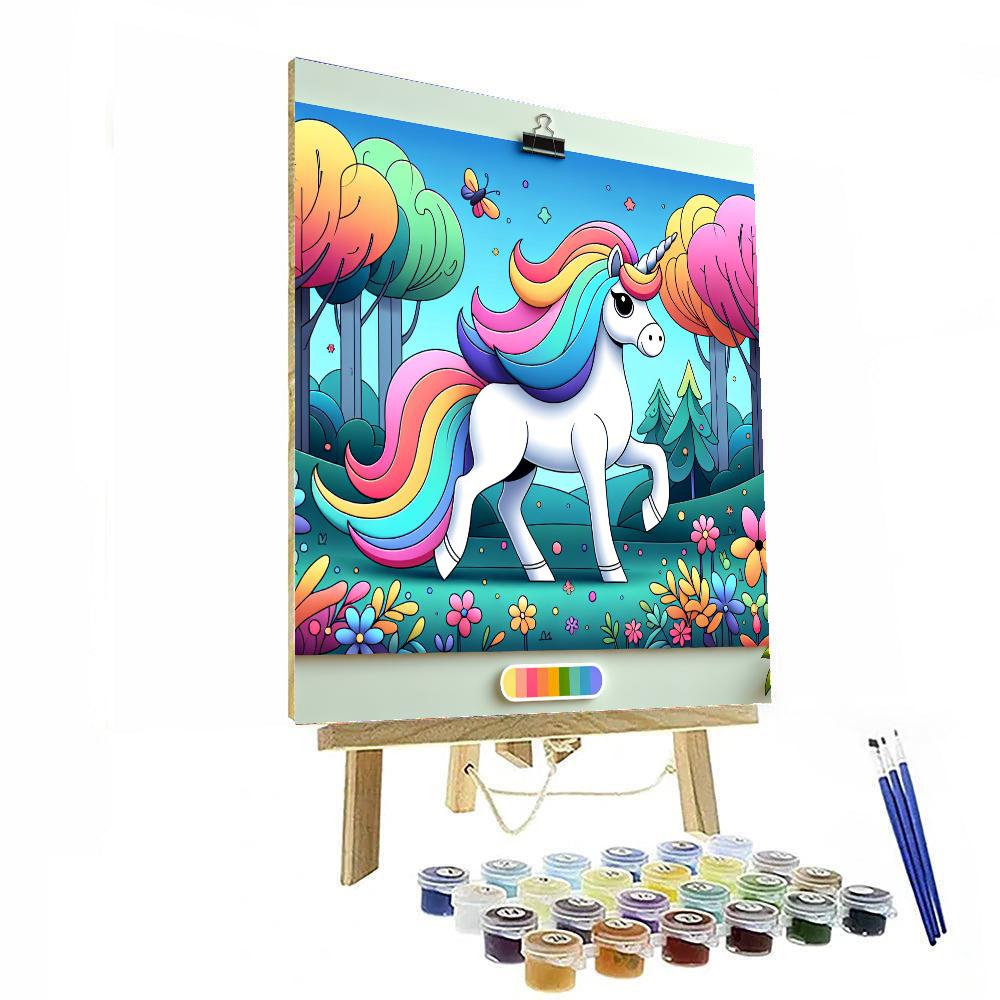 Dreamy Unicorn's Magical Forest Paint By Numbers Art