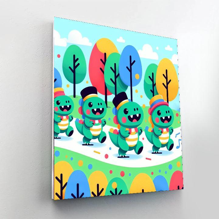 Funky Dinosaur Parade Number Painting