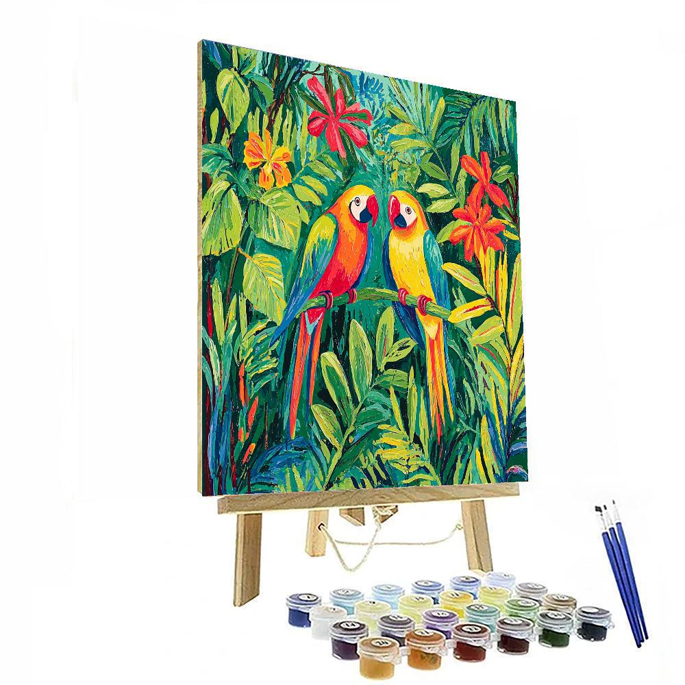 Henri Rousseau Inspired Vibrant Parrots  Paint By Number