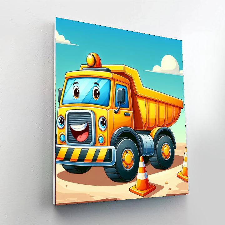 Happy Construction Truck Numbered Painting Kits
