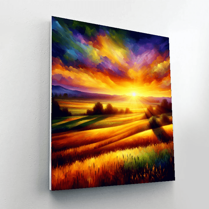 Sunset Over The Fields Paint By Number