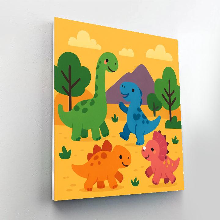 Colorful Dinosaur Friends DIY Paint By Numbers