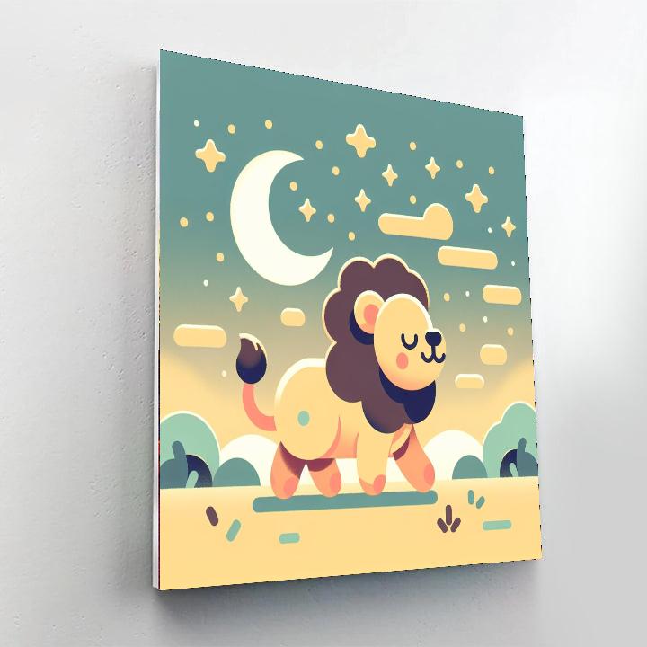 Lunar Lion's Moonlit Stroll Painting Number Kit