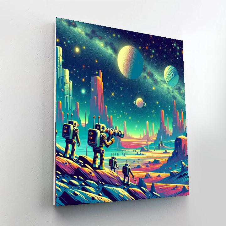 Robot Explorers In Space Painting Number Kit