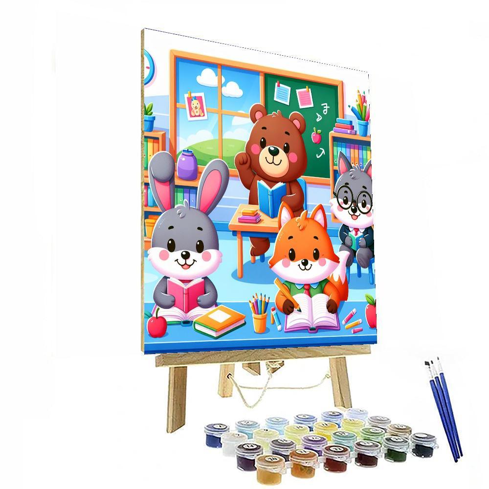 Adorable Animal School Day Paint By Numbers Kits