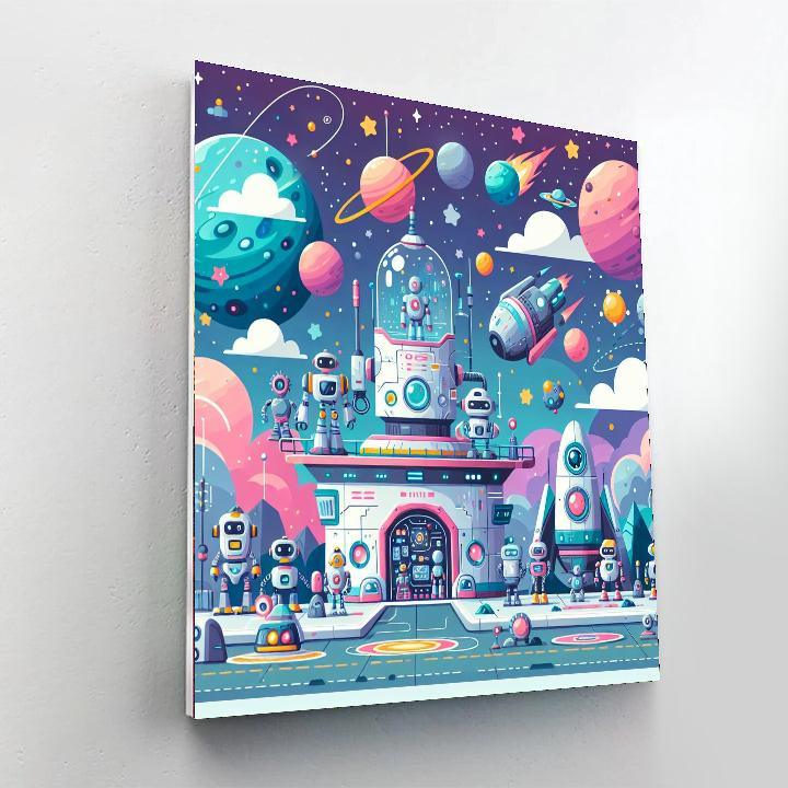 Robot Space Base Numbered Painting Kits