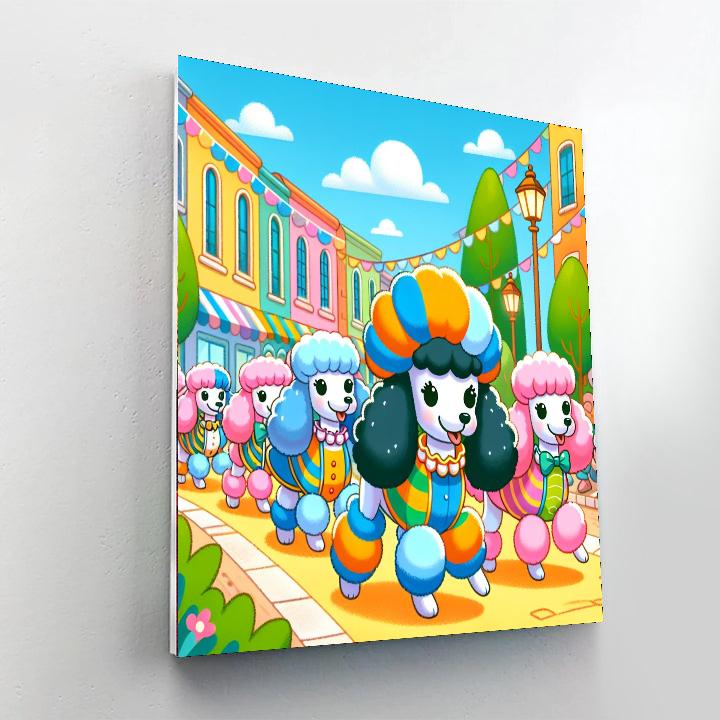 Playful Poodle Parade Number Painting
