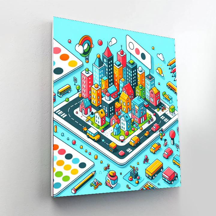 Miniature Cityscape Adventure Painting Number Kit