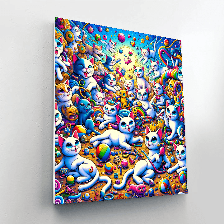 Whimsical Cat Parade Number Painting