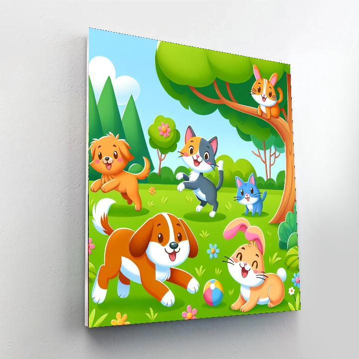 Happy Animal Friends At The Park Numbered Painting Kits