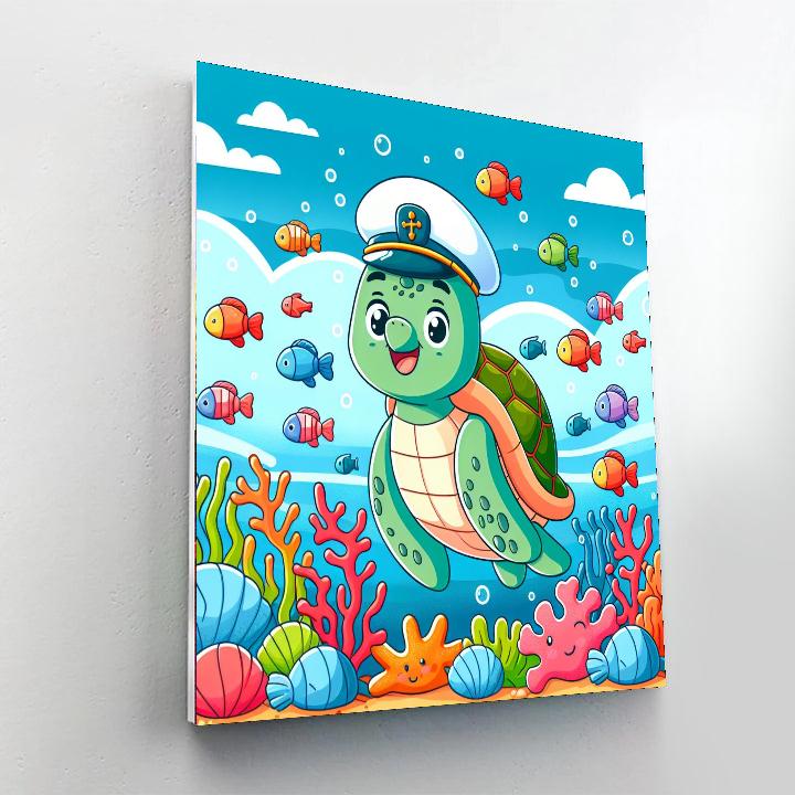 Undersea Expedition With Captain Sea Turtle Number Painting