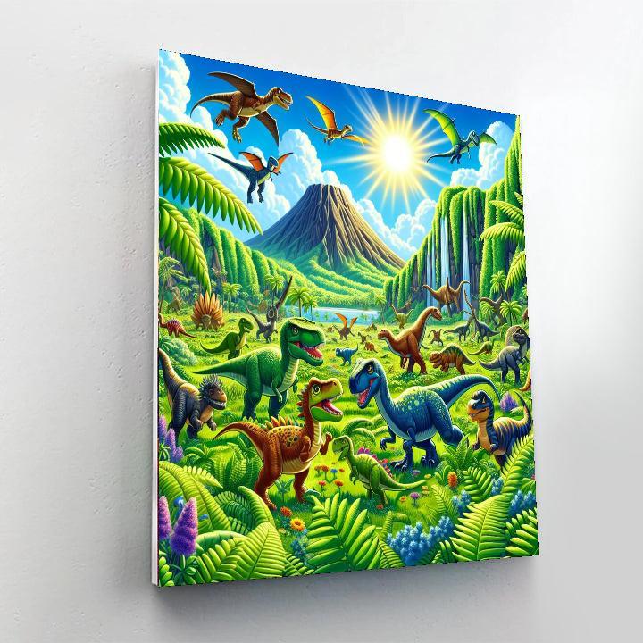 Dinosaurs In Jurassic Jungle Numbered Painting Kits